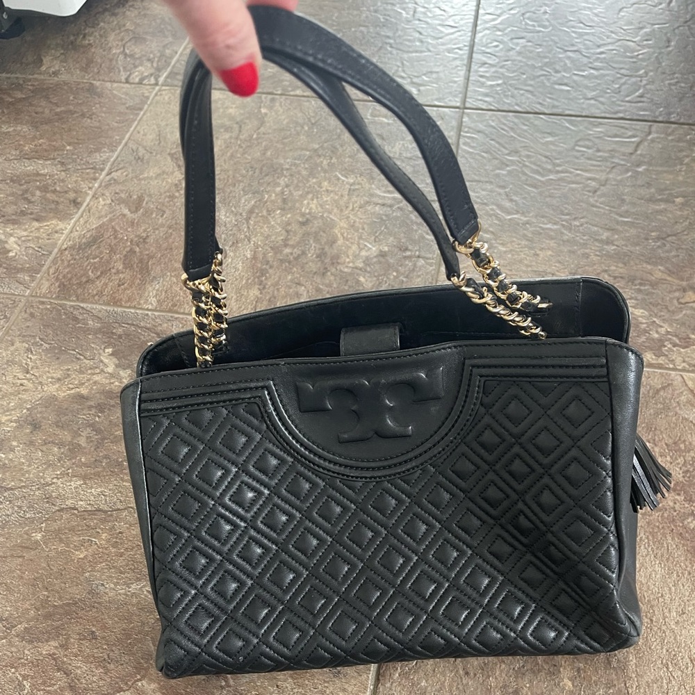 Tory Burch black quilted shoulder bag